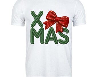 XMAS Embroidery Patch Style PNG | Christmas Bow Design | dtf | 300 DPI | Holiday Sublimation File
