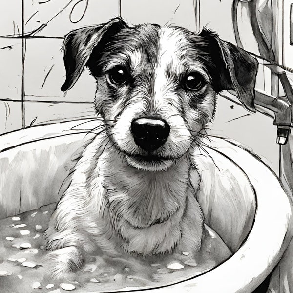 dog taking a bath