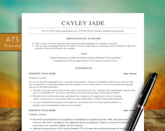 Szablon CV ATS Word, Pages, Google Docs, Minimalistyczny szablon CV ATS, Nowoczesne CV dla kadry kierowniczej, Profesjonalne CV, Podstawowe proste CV