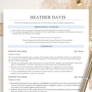 ATS Friendly Resume Template for Google Docs, Word and Pages Resume, ATS Compatible Resume Template, Professional Executive Resume Template