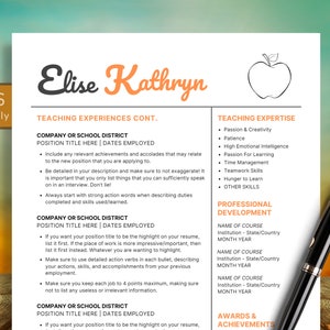 Teacher Resume Template Word, Pages, Google Docs, Creative Teacher Resume, CV Teacher Professional, Teaching Resume, Education Resume