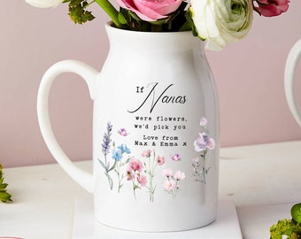 Personalized If ... were flowers I’d we’d pick you Mum Nanna Grandma Wildflower Lavender Floral Ceramic Small Vase Jug Mug Mothers Day Gifts