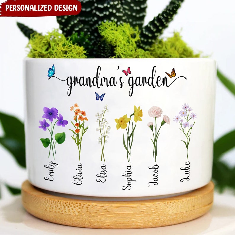 Personalized Grandma's Garden Plant Pot, Mom's Garden, Customize Birth ...