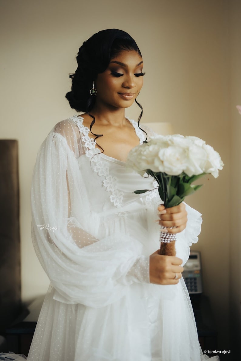 Bridal Robe, Luxury Ruffle Robe, Long Bridal Robe, Robe for Weddings ...