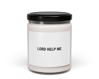 LORD HELP ME Candle, Soy Jar | Sarcastic Office Humor, Minimal Typewriter Text