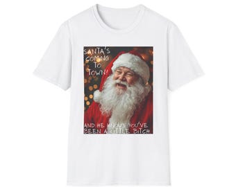 Santa Portrait T-Shirt | Santa's Coming to Town Holiday Tee