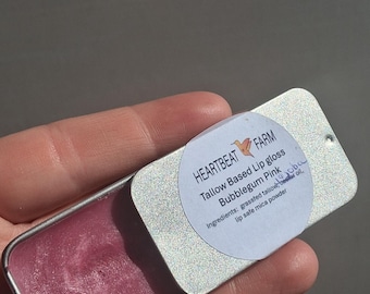 Tallow Lip Gloss - Bubblegum Pink, Natural & Non-Toxic