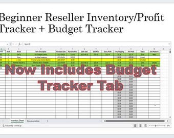 Eenvoudige resellervoorraad- en winsttracker + budgetoverzicht | Excel voor eBay, Poshmark, Mercari, Depop