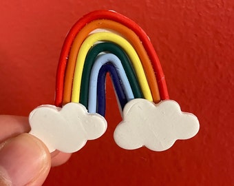 Regenbogen schweben | Fimo Regenbogen Ohrringe, leichte Ohrringe, Sommer Ohrringe, Frühling Ohrringe, Pride Ohrringe, handgemacht