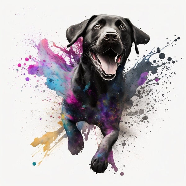 Black Lab Watercolour, Black Lab Lovers, Digital Download, AI Art, Printable Art, Dog Watercolour, Dog Art, Dog Lovers Art, Black Lab Art