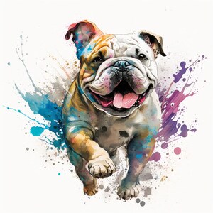 Bulldog acuarela, amantes del bulldog, descarga digital, arte AI, arte imprimible, acuarela de perro, arte del perro, arte de los amantes del perro, arte del bulldog
