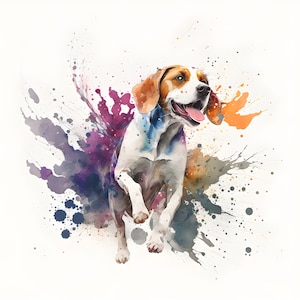 Beagle Watercolour, Beagle Lovers, Digital Download, AI Art, Printable Art, Dog Watercolour, Dog Art, Dog Lovers Art, Beagle Art