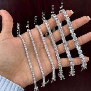 2 mm bis 5 mm Moissanit Tennisarmband aus 925 Sterling Silber, VVS Tennis Armband besteht Diamant Tester, Jubiläumsgeschenk