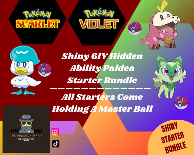 Pokemon Scarlet and Violet Shiny Hidden Ability Starter Bundle Etsy