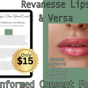Ravenesse Lips and Versa Informed Consent Form Template | MedSpa | Injector | Aesthetic Practice