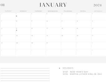 2024 Monthly Calendar Customizable- Canva Editable. Personalize and share with friends family colleagues