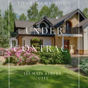 Professional Real estate status post with border social media- Facebook Instagram under contract sold new listing minimalist canva editable