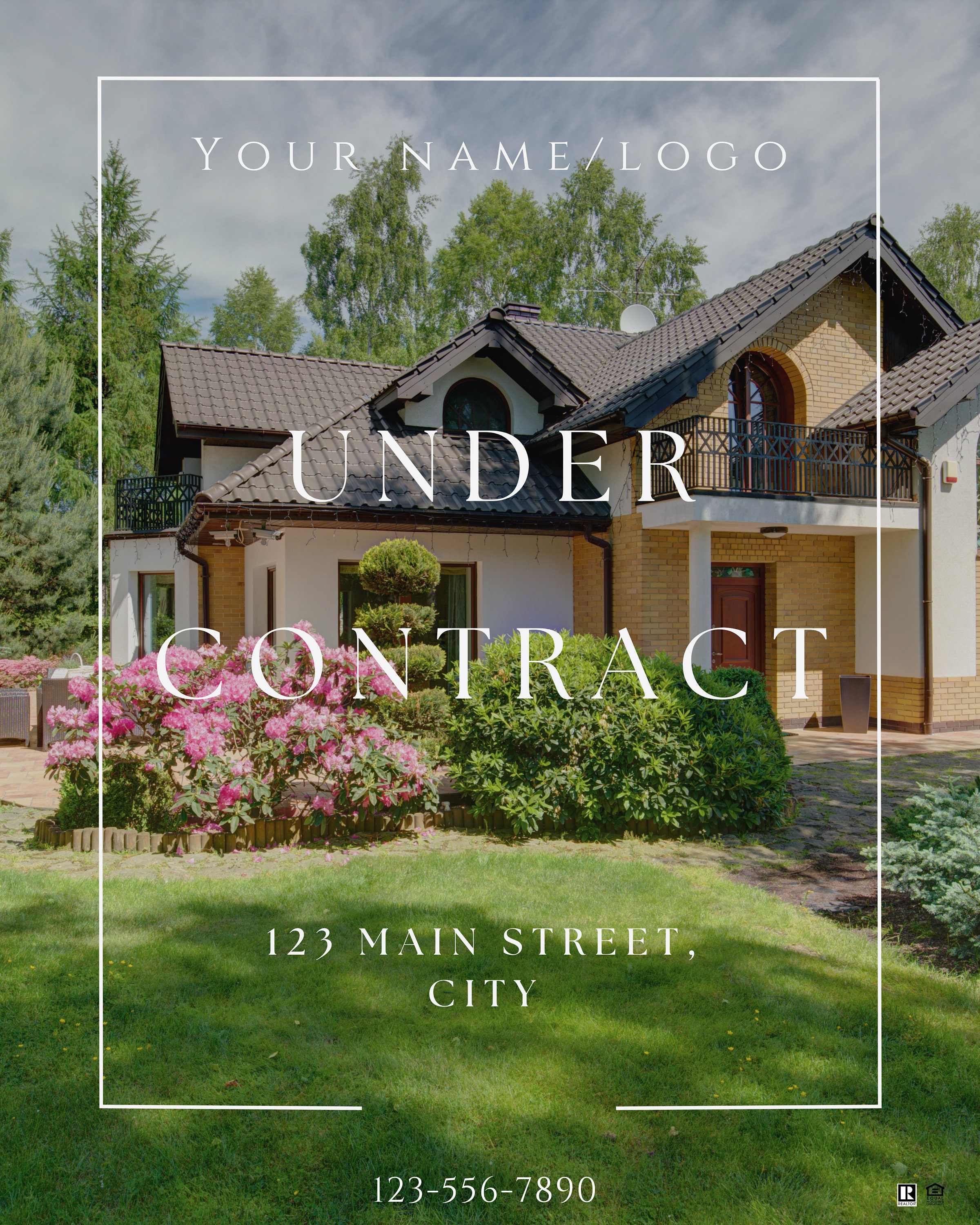 Professional Real estate status post with border social media- Facebook Instagram under contract sold new listing minimalist canva editable