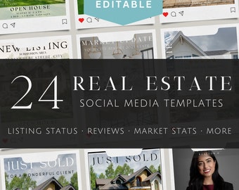 Professional Real Estate Social Media posts bundle - status listing market update events luxury