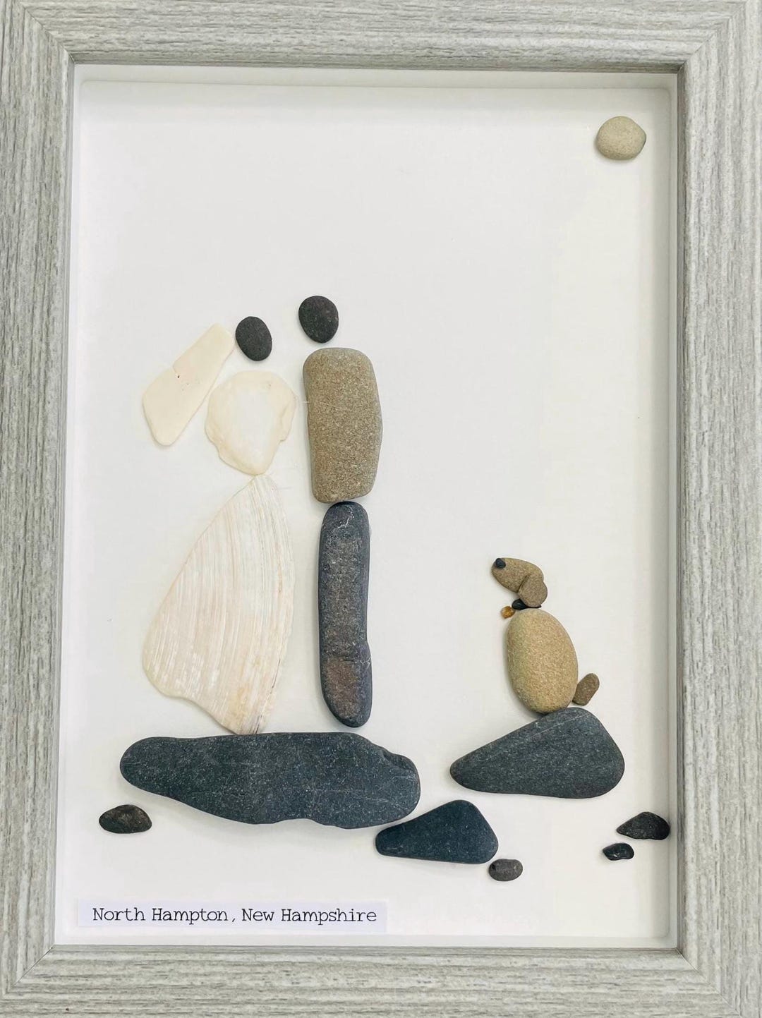 Stone Bride Custom Wedding Stone Art: Bride, Groom and Pet Option, Framed Pebble ...