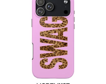 Pink Leopard SWAG Phone Case, Y2K Animal Print Cover, Glossy Chic Design