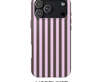 Strawberry Mocha Stripe iPhone Case: Dessert Protective Cover