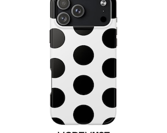 Black White Polka Dot Phone Case, Minimalist Chic Cover (Phone 11-17 Pro Max)