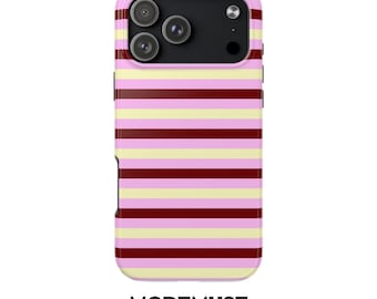 Vanilla Berry Stripe Phone Case, Dessert Inspired Protective Cover