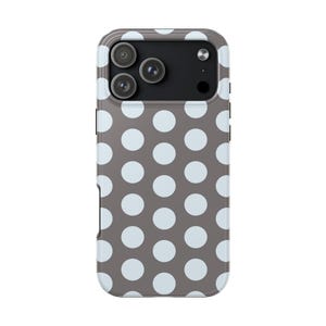 Slate Grey Baby Blue Polka Dot iPhone Case | Soft Toned Minimalist