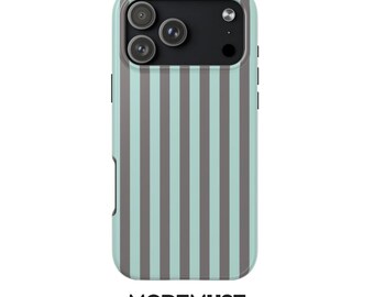 Aqua Slate Stripe Phone Case, Vintage Minimalist Coastal Chic Cover