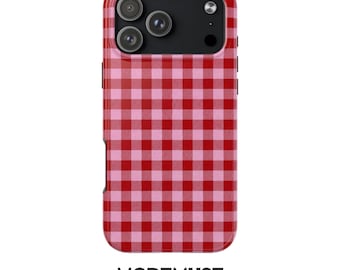 Pink Plaid iPhone Case, Coquette Phone Cover, Trendy Girly Pattern