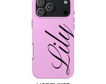 Personalised Bubblegum Pink Y2K Phone Case, Minimalist Custom Name Cover