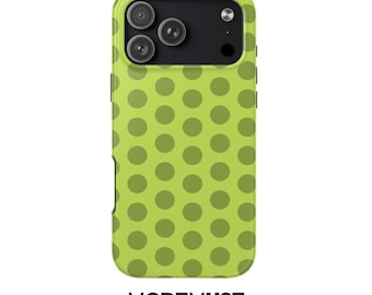 Matcha Green Polka Dot Phone Case, Minimalist Protective Cover, Trendy Design