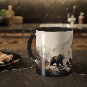 Mountain Bears Mug - Scenic Wilderness Coffee Cup - Nature Inspired Ceramic Drinkware (11oz)