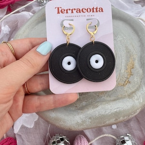 Record Earrings, Vinyl Earrings, Handmade Polymer Clay Earrings, Statement Earrings