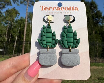 Plant Earrings, Succulent Earrings, Handmade Polymer Clay Earrings, Statement Earrings