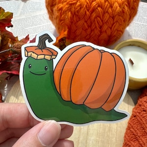 Pumpkin Snail Sticker, Fall Snail Sticker, Halloween Stickers