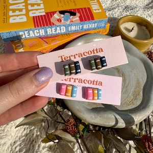 Bookstack Polymer Clay Earrings, Bookcase Earrings, Book Earrings, Statement Earrings, Book Stud earrings