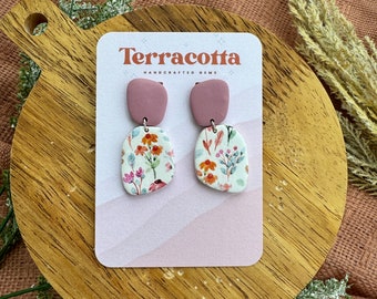 Wildflower Earrings, Floral Earrings, Handmade Polymer Clay Earrings, Clay Earrings, Statement Earrings, Valentine’s Earrings