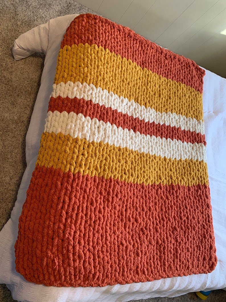 Sunrise Inspired Chunky Knit Throw Etsy
