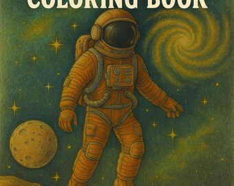 Space and Astronaut Coloring Book – 55 Pages, INSTANT DOWNLOAD PDF