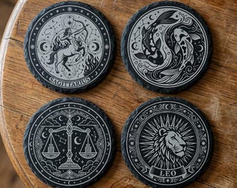 Zodiac SVG Bundle for Laser Engraving – Celestial Mandala Designs for Coasters & Trivets