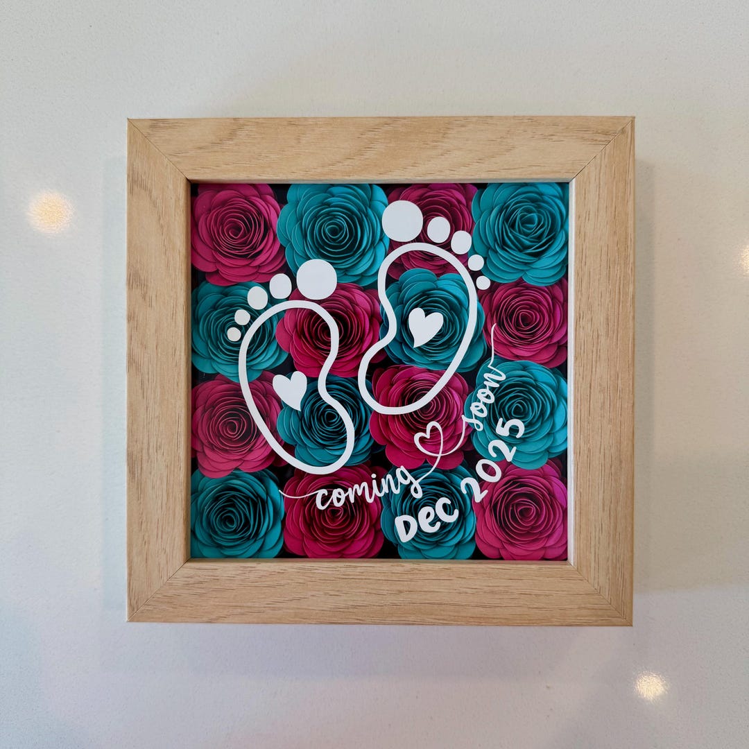 Custom Baby Shower Shadow Box: 3D Paper Flowers, Personalized Keepsake ...