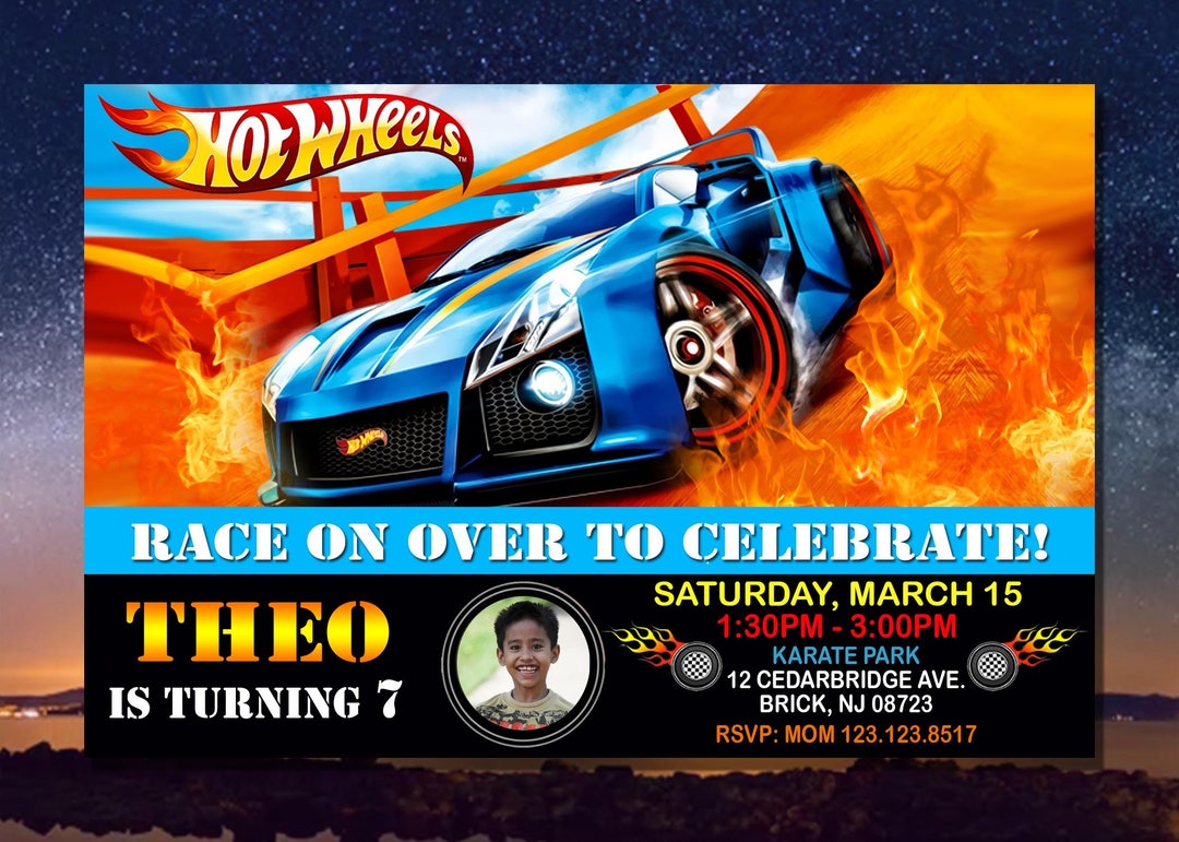 Hotwheels Birthday Invitation Cars Birthday Card Digital Etsy