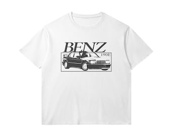 Basic Fit - Mercedes-Benz 190E Black and White T-Shirt 210GSM