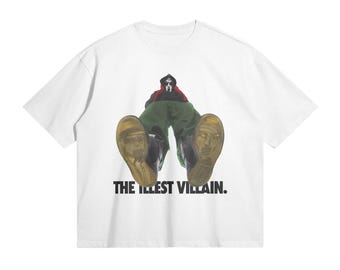 Boxy Fit - The Illest Villain Camiseta branca e preta 280GSM