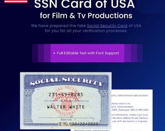 US SSN Card Template