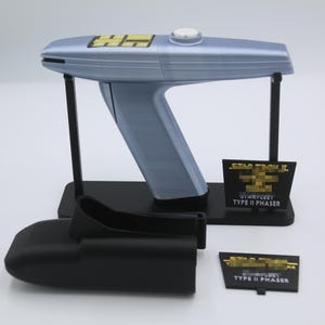 WOK and TMP Phaser with Stand and Holster - Magnetic Attachable - 3D Printed - Fully Colored and Assembled