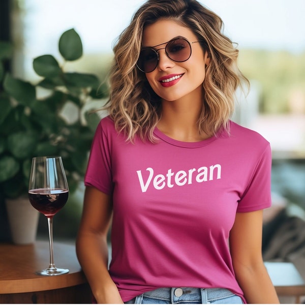 Pink Veteran T-Shirt, Fun Female Veteran Shirt, Girly Veteran Tee, Pink Military Shirt, Retirement Gift for Female Veteran