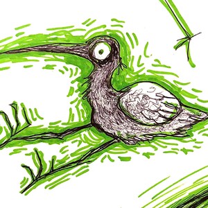 Scraggly bird stickers (3-pack)
